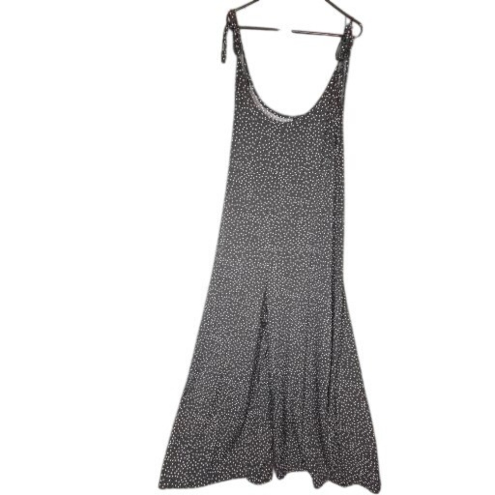 Shein Curve 4XL‎ Black Polka Dot Wide Leg Tie Shoulder Jumpsuit Plus Size Women